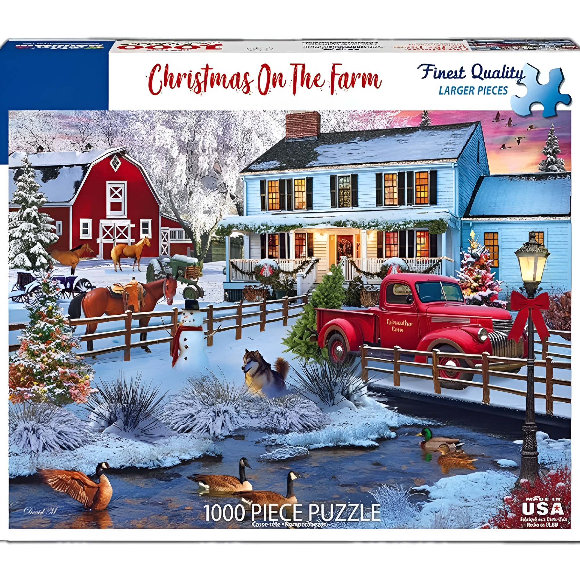 Christmas On The Farm 1000 Piece Jigsaw Puzzle Winter Christmas Holiday Puzzles for Adults