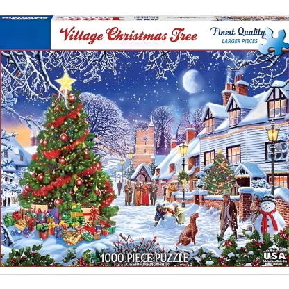 Village Christmas Tree 1000 Piece Holiday Jigsaw Puzzle