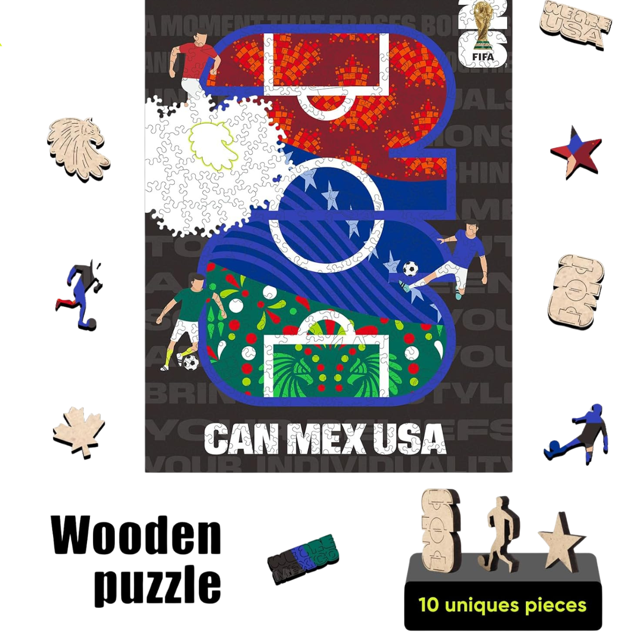 Pack Of 300 FIFA 2026 Irregular Wooden Puzzle