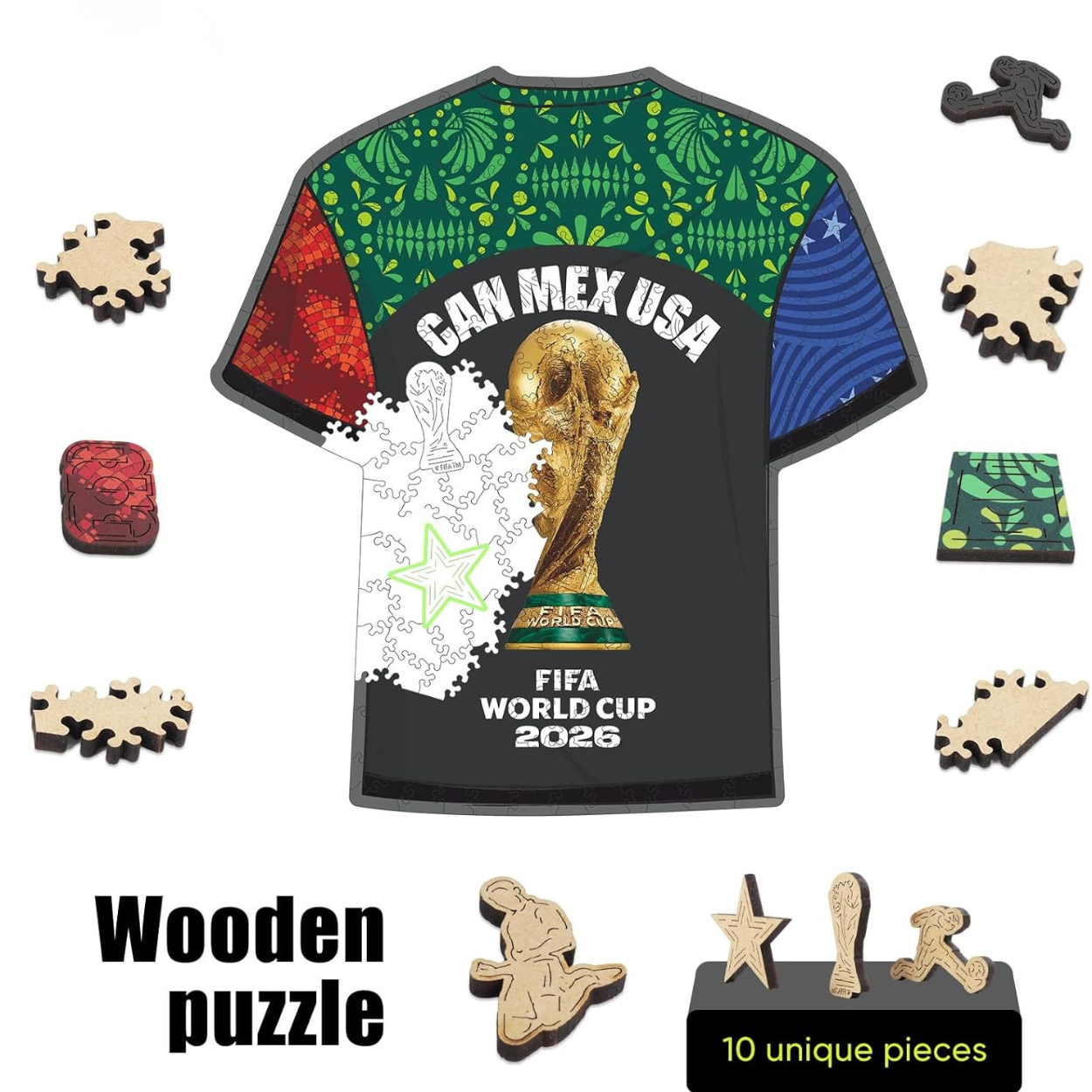 Pack Of 200 FIFA 2026 CAN MEX USA Wooden Puzzle