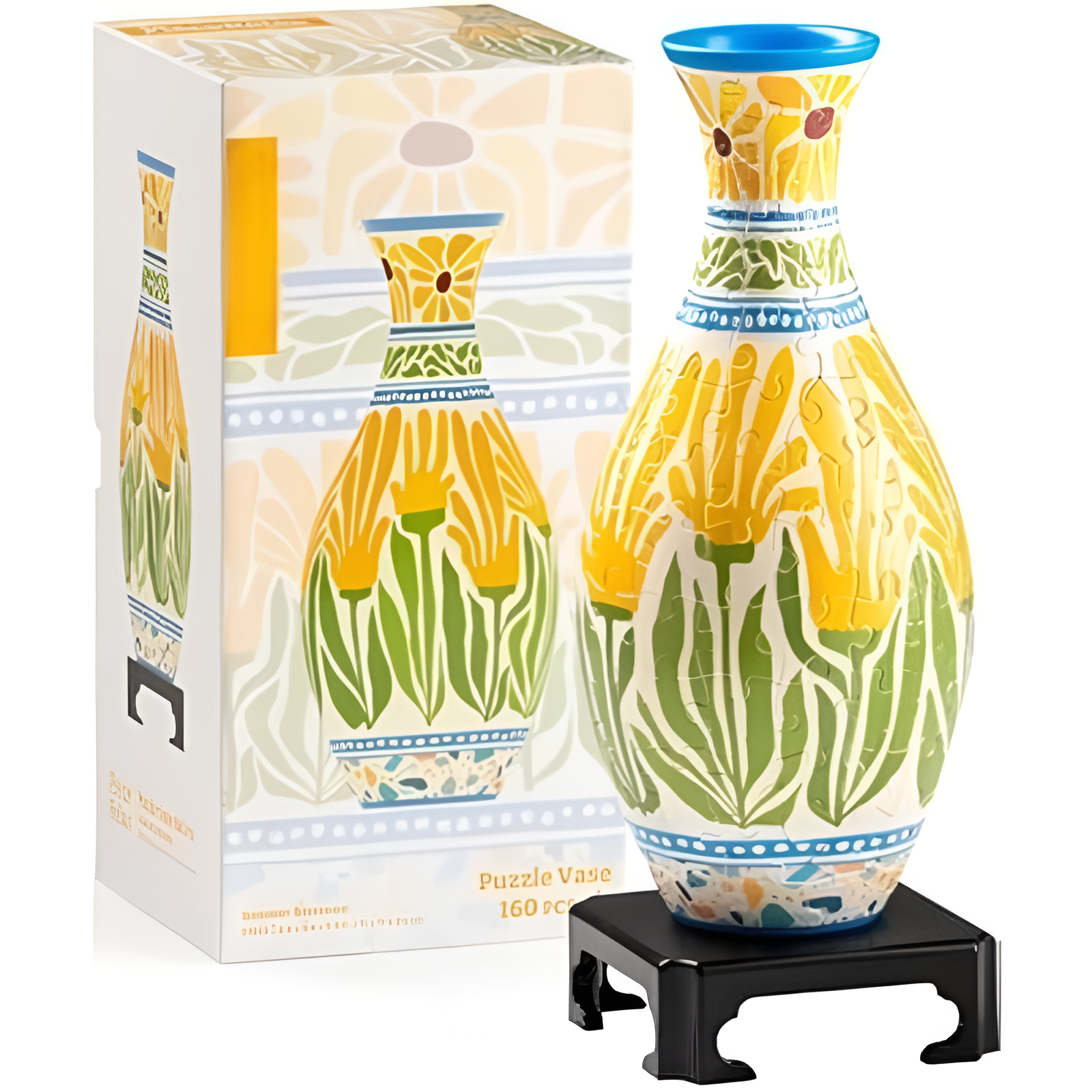 PieceRelax Unique Flower Vase - 3D Puzzle Vase for Adults to Flower Arrangement and Home Decoration Made by 160 Curved Plastic Puzzle Pieces