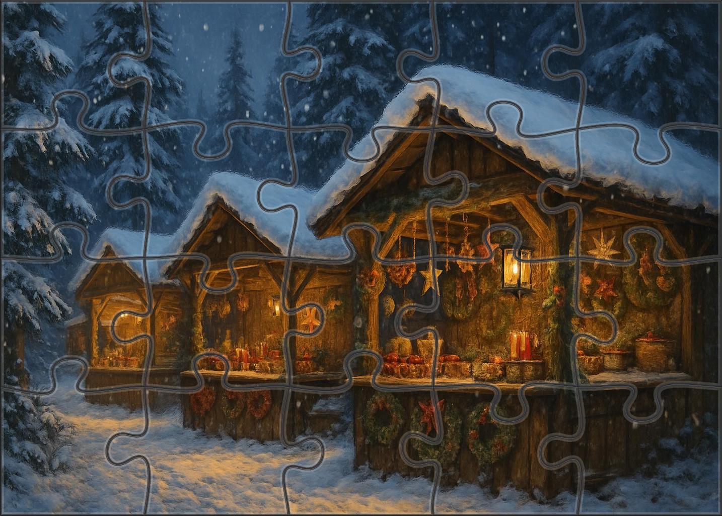 Frosted Pinewood Market Evergreen Canopies And Handmade Treasures 100 Piece Puzzle