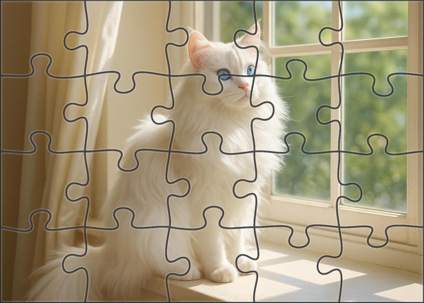 Ghostly Silk Ethereal White Longhair With Playful Whimsy Mini Puzzle