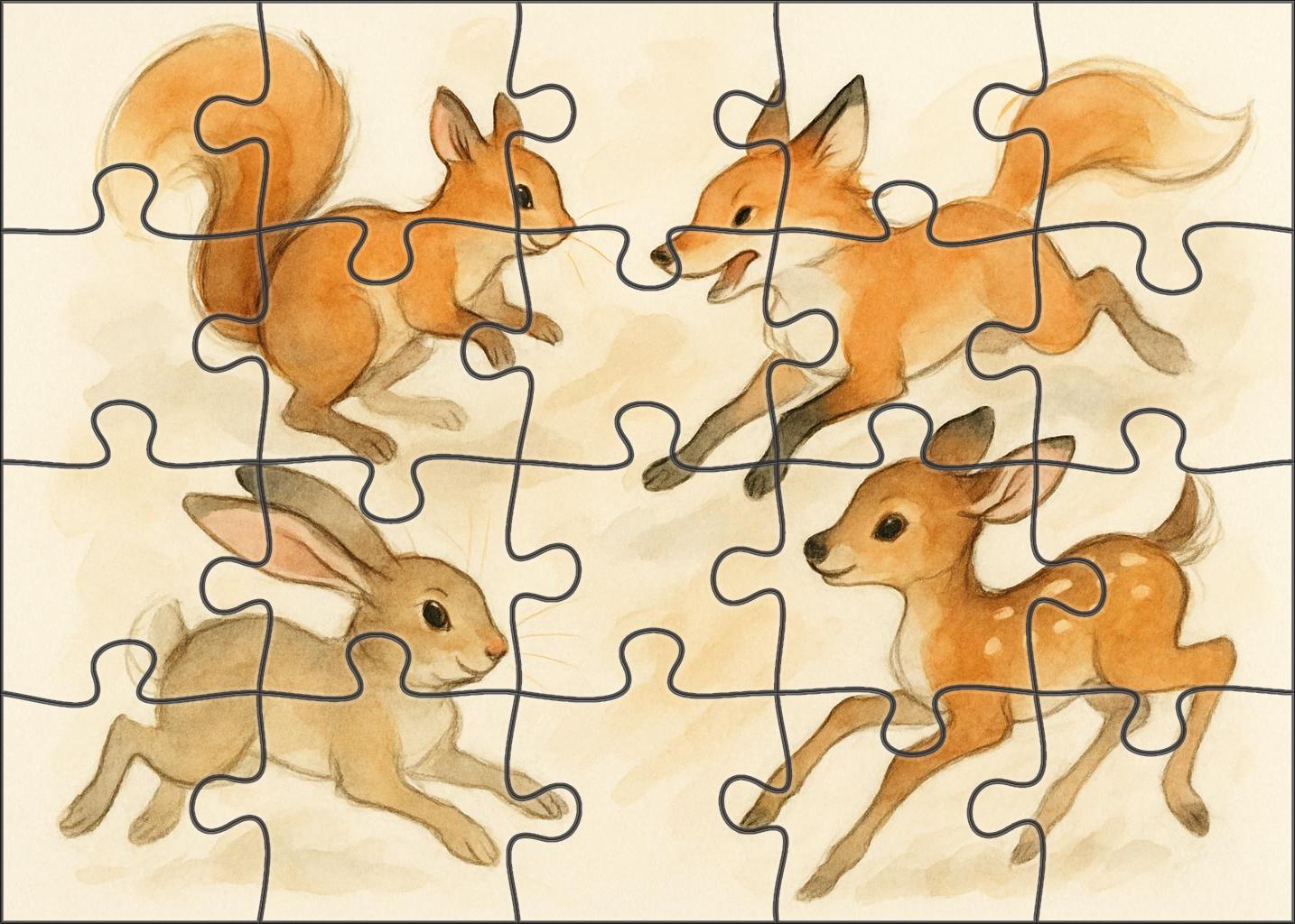 Whimsical Fauna Doodles Ink And Wash Playful Creatures Custom Jigsaw Puzzle