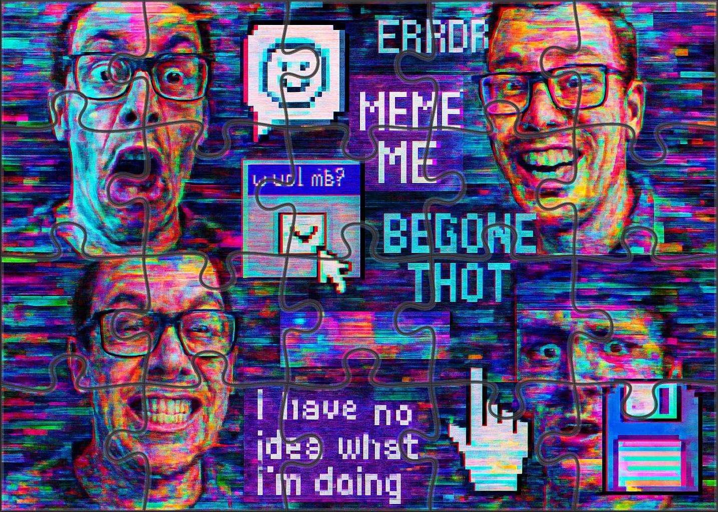 Post-internet Art Movement Digital Collage And Meme Culture Fusion Custom Jigsaw Puzzle