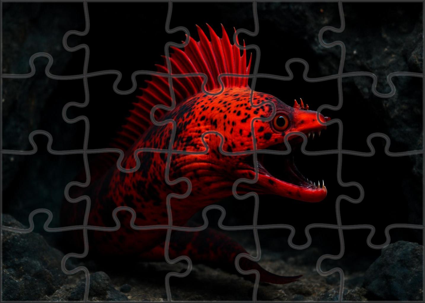 Crimson Crest Moray Bold Hunter With Distinctive Crest Fins Puzzle Fun