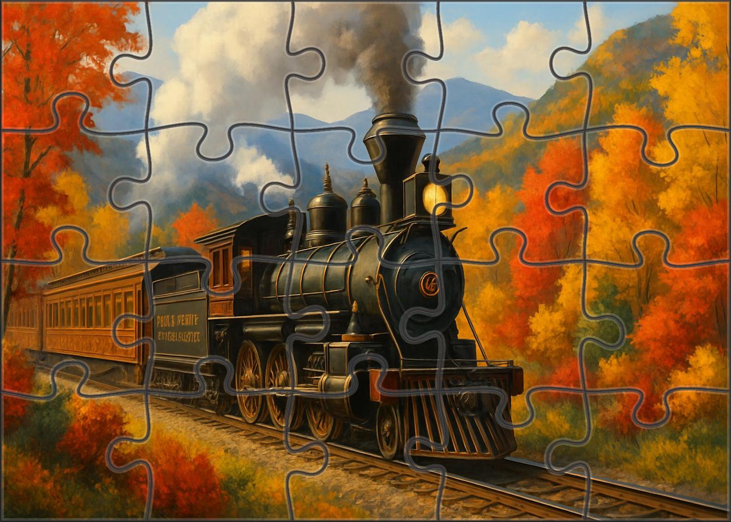 Blue Ridge Heritage Express Vintage Steam Locomotive With Elegant Passenger Cars 20 Piece Puzzle