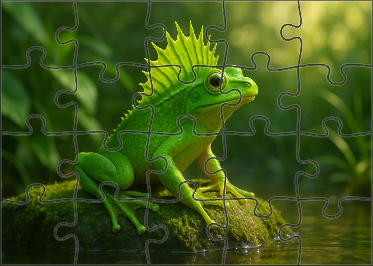 Jade Crest Hopper Vibrant Amphibian With High Leaping Ability And Unique Vocalizations Premium Puzzle Pieces