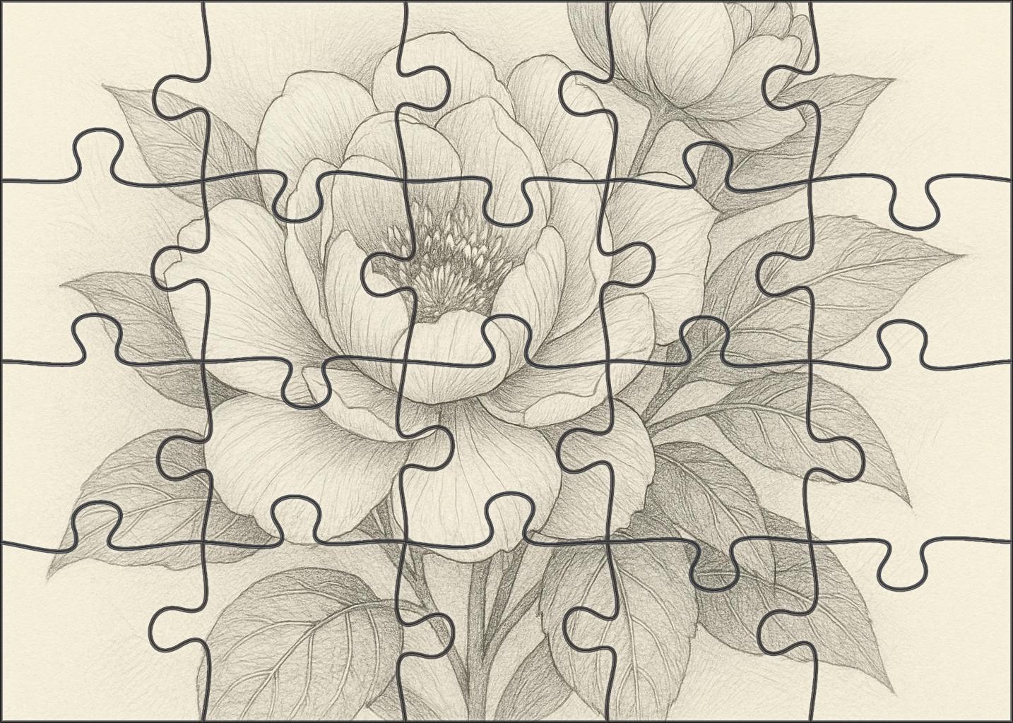Intricate Floral Pattern Study Delicate Graphite Line Art With Layered Detail Mini Puzzle