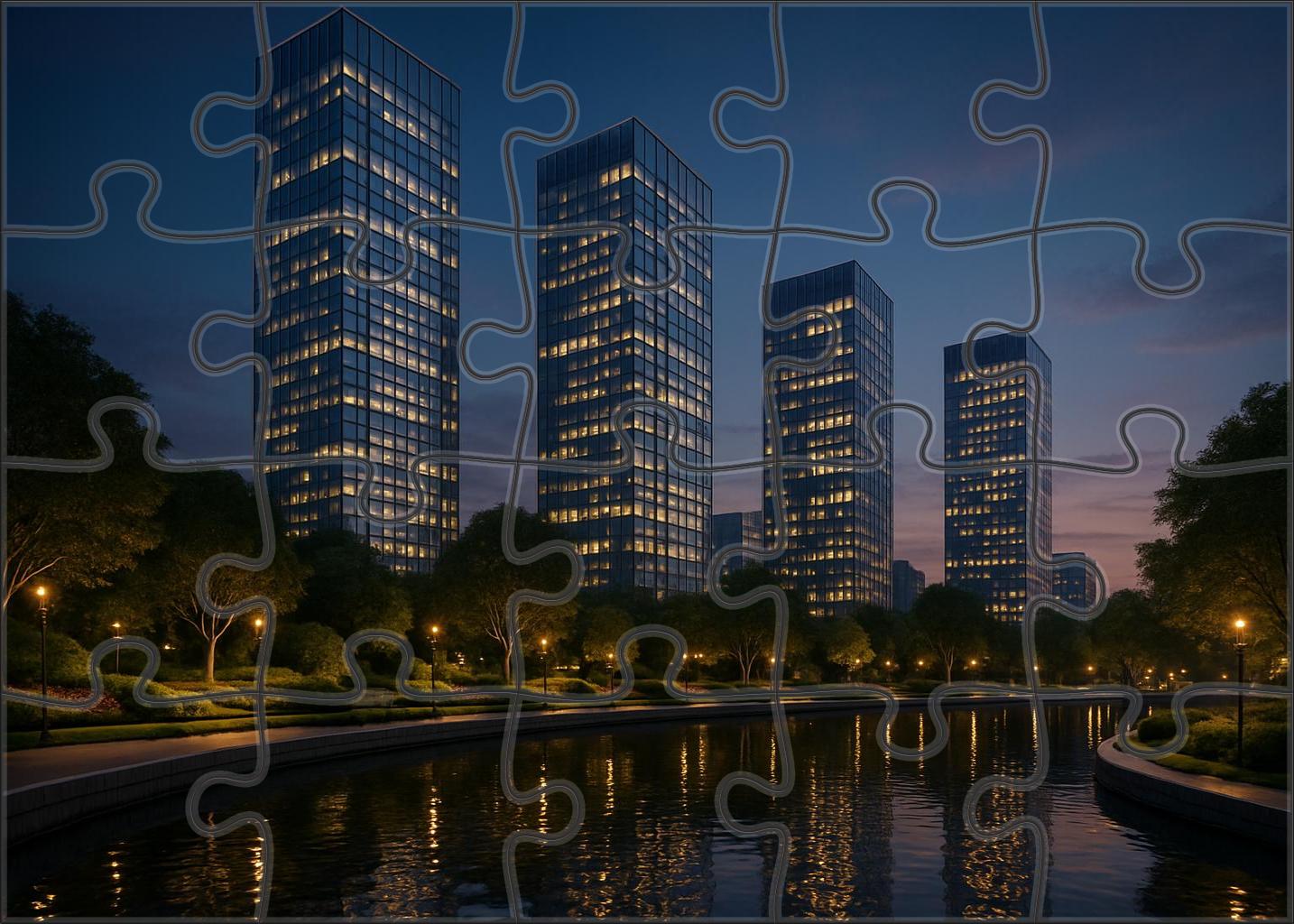 Marina Bay Skyline Integrated Greenery And Sleek Waterfront Illumination In Singapore Puzzle For Adults