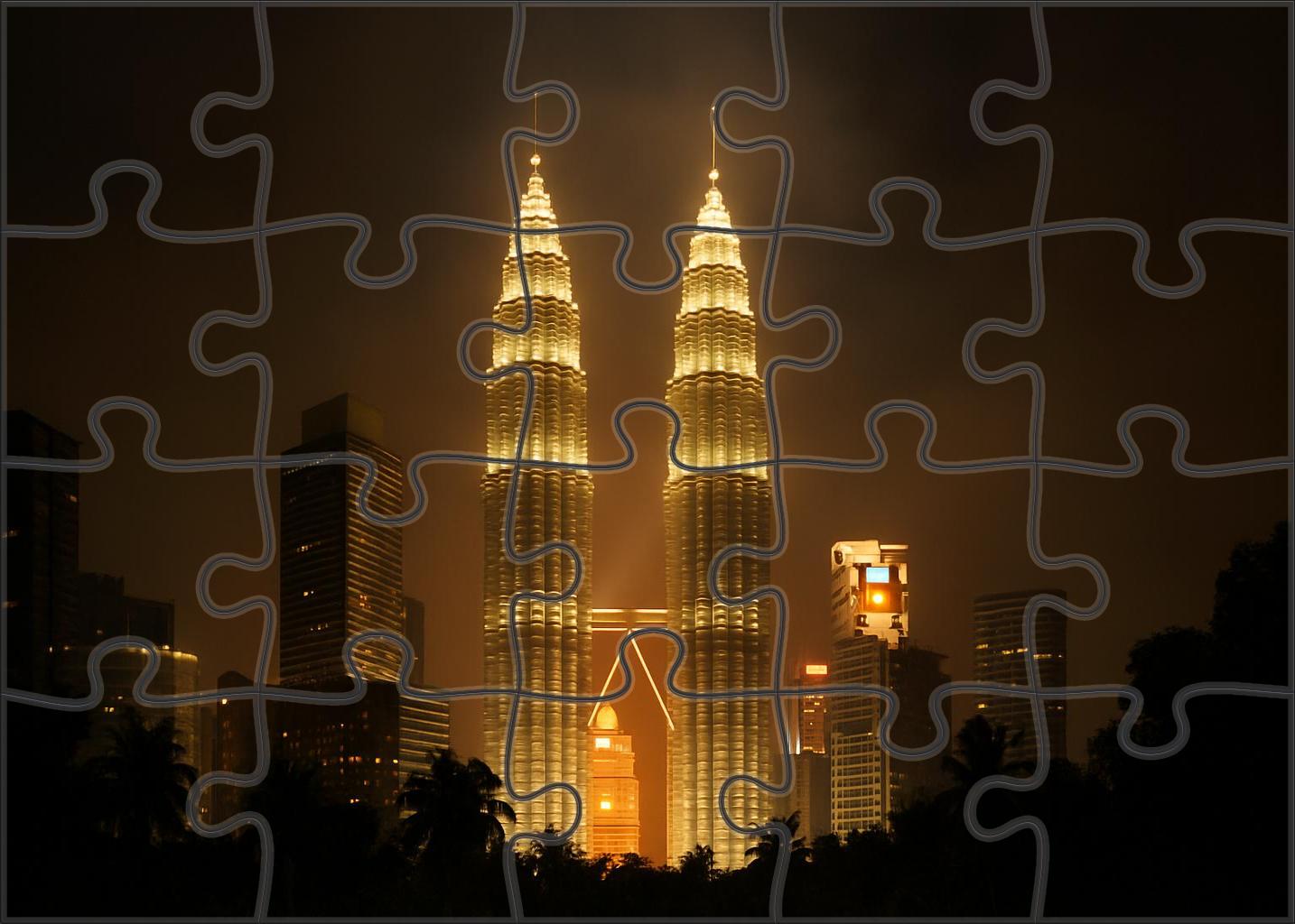 Kuala Lumpur City Centre Skyline The Twin Petronas Towers Dominating A Tropical Urban Setting Puzzle Challenge