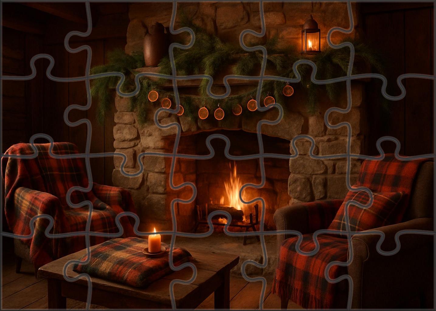 Rustic Winter Hearth Custom Jigsaw Puzzle