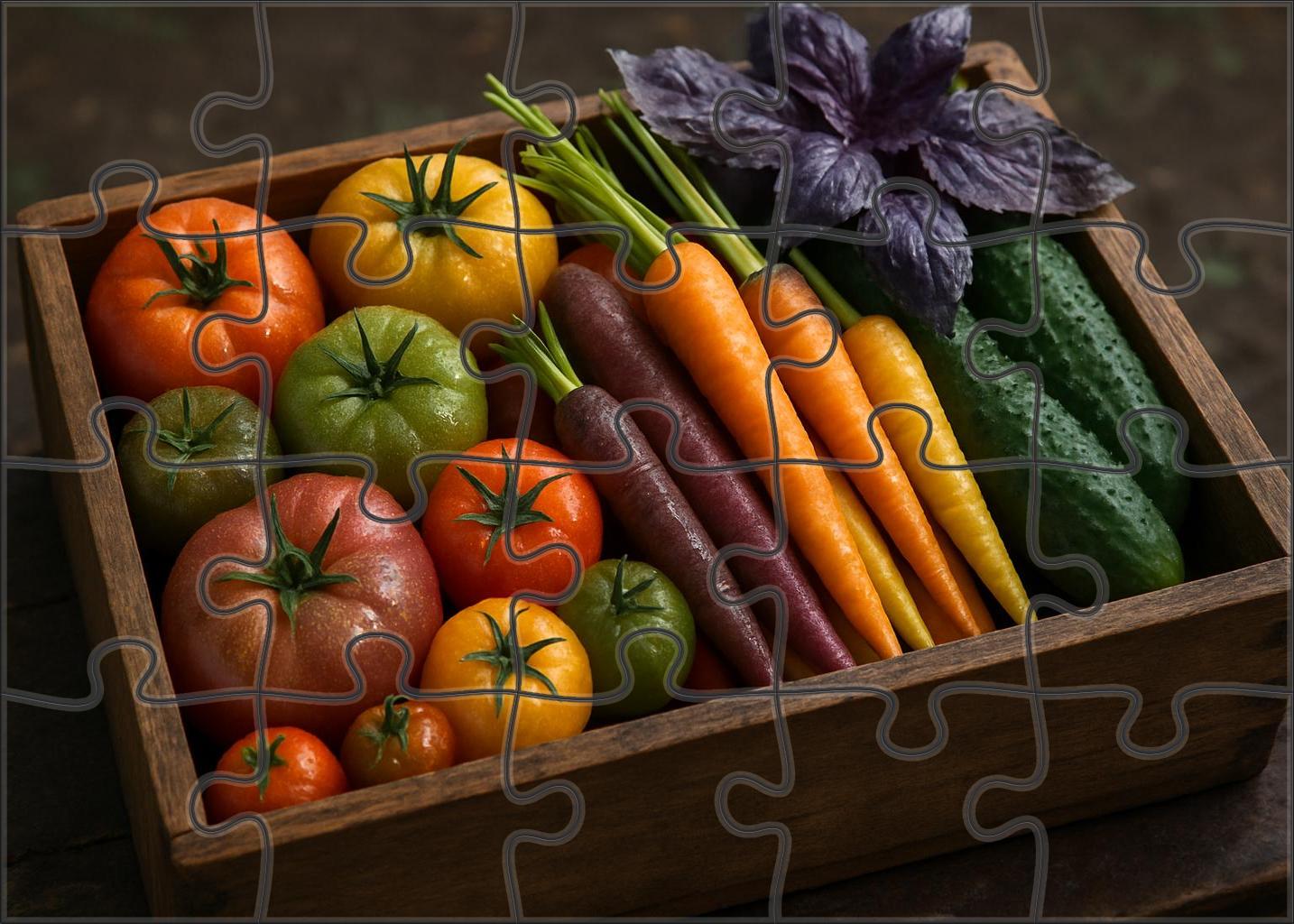 Garden Patch Palette Heirloom Tomatoes With Colorful Greens 20 Piece Puzzle