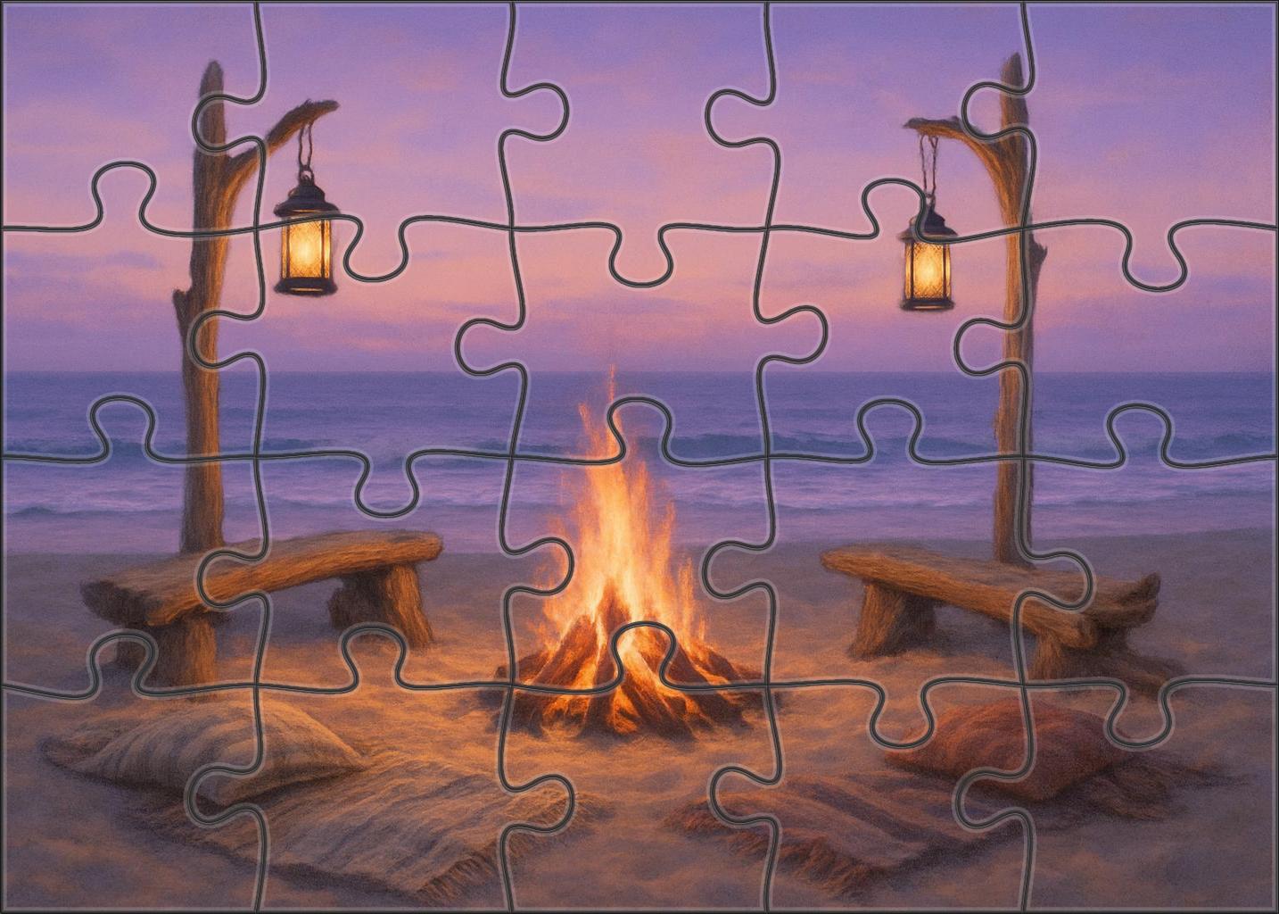 Seaside Bonfire Evening Puzzle Collection
