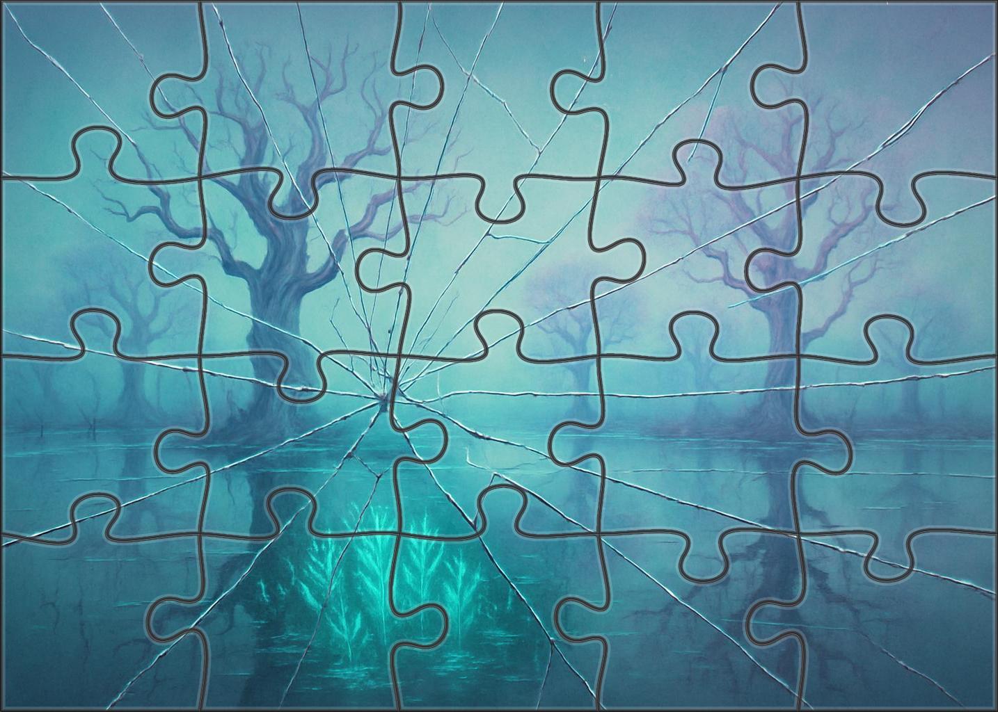 Echoes Of The Crystal Marsh Fractured Reflections Beneath Glassy Waters Unique Puzzle Design