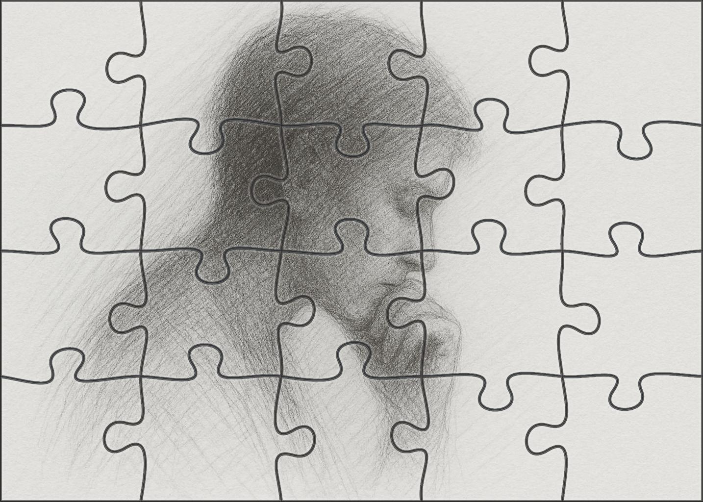 Portrait Silhouette With Layered Graphite Hatching Custom Jigsaw Puzzle