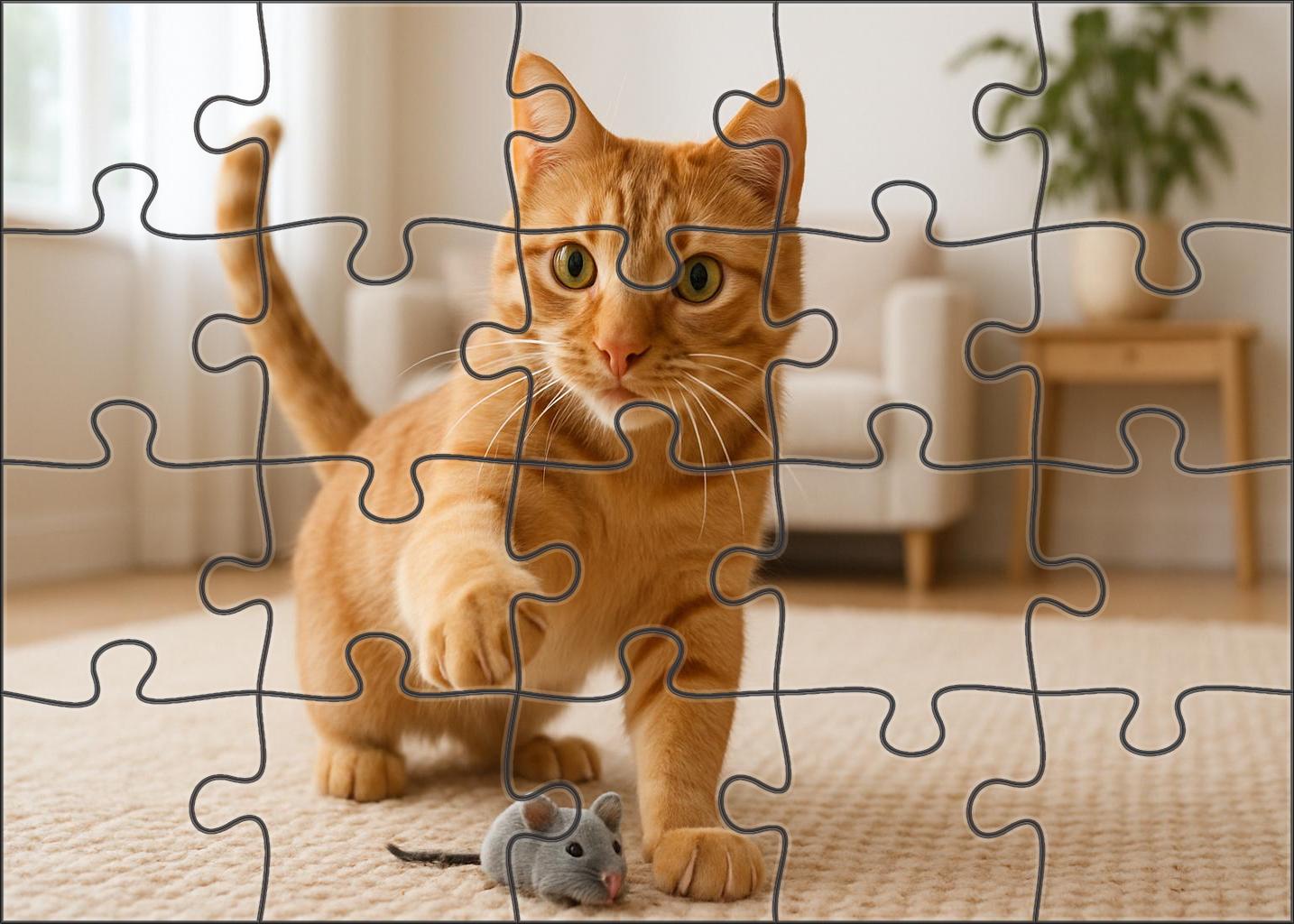 Amber Flicker Fiery Orange Ticked Tabby With Playful Wit Premium Puzzle Pieces