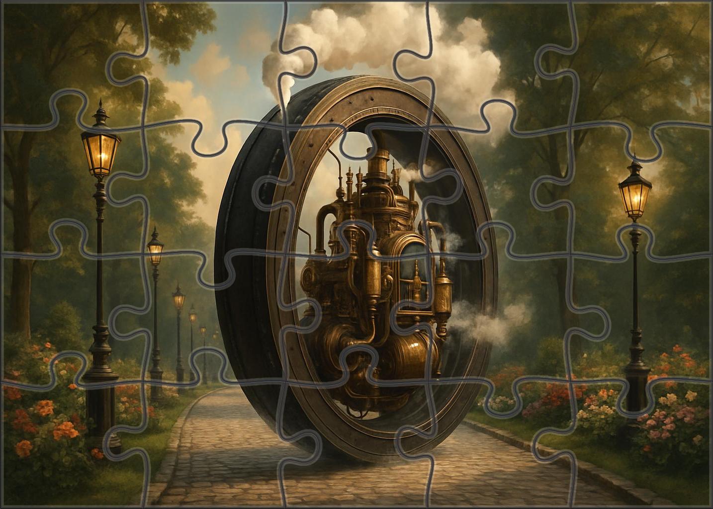 Retro-futuristic Steam-powered Monowheel 1000 Piece Puzzle