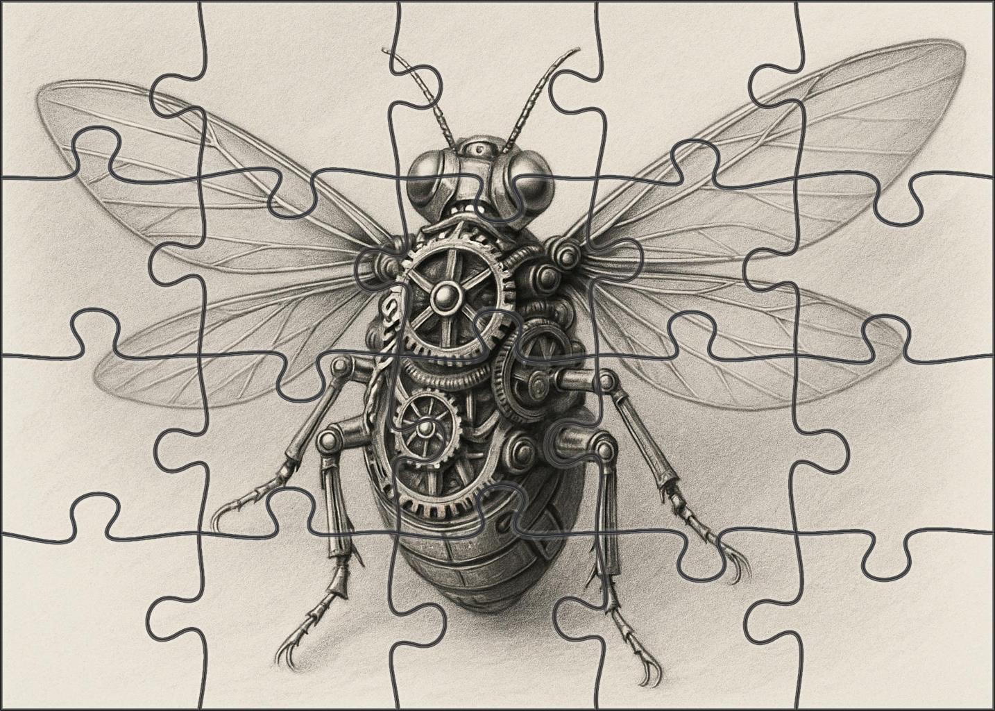 Mechanical Insect Blueprint Precision Ink And Graphite Drawing Premium Puzzle Pieces