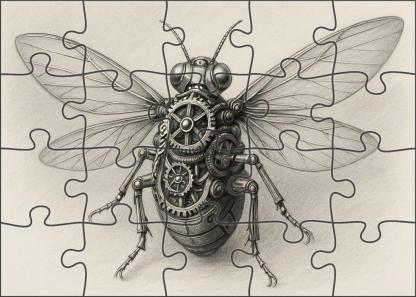 Mechanical Insect Blueprint Precision Ink And Graphite Drawing Premium Puzzle Pieces