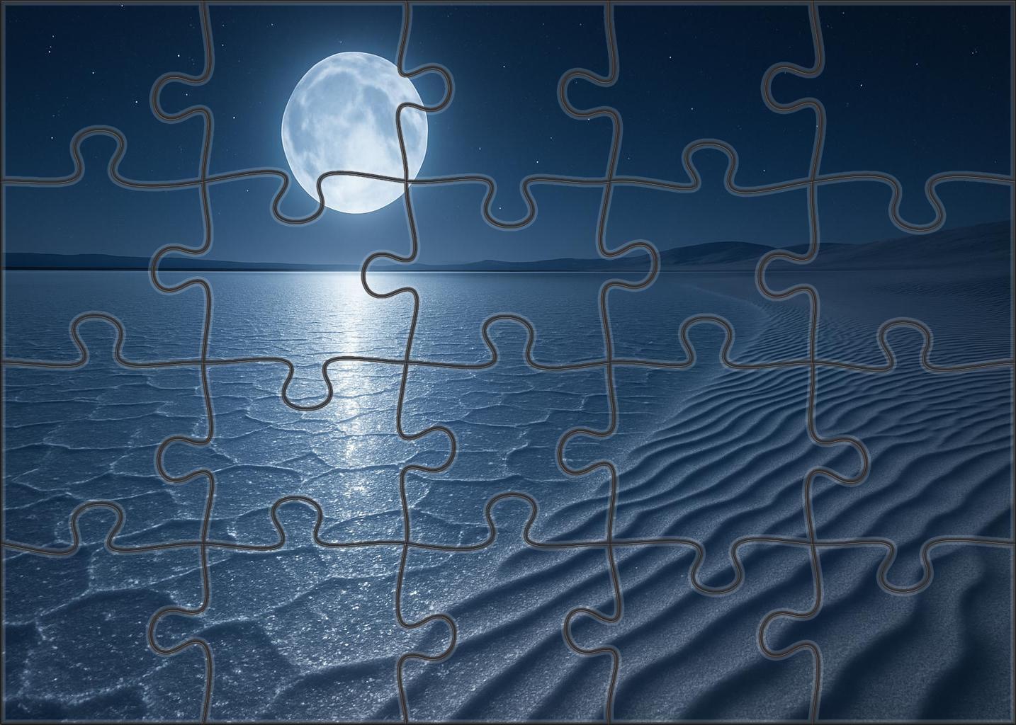 Moonlit Silver Flats Salt Crust And Whispering Sand Ripples Large Format Puzzle