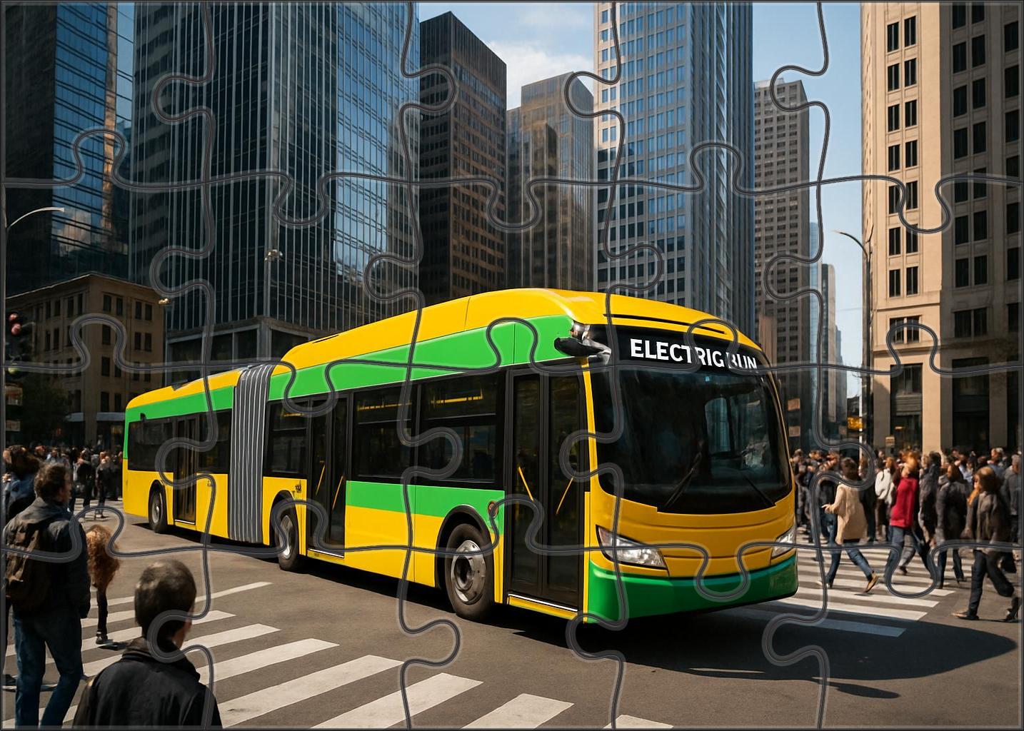 Battery-electric Articulated Bus Puzzle For Kids