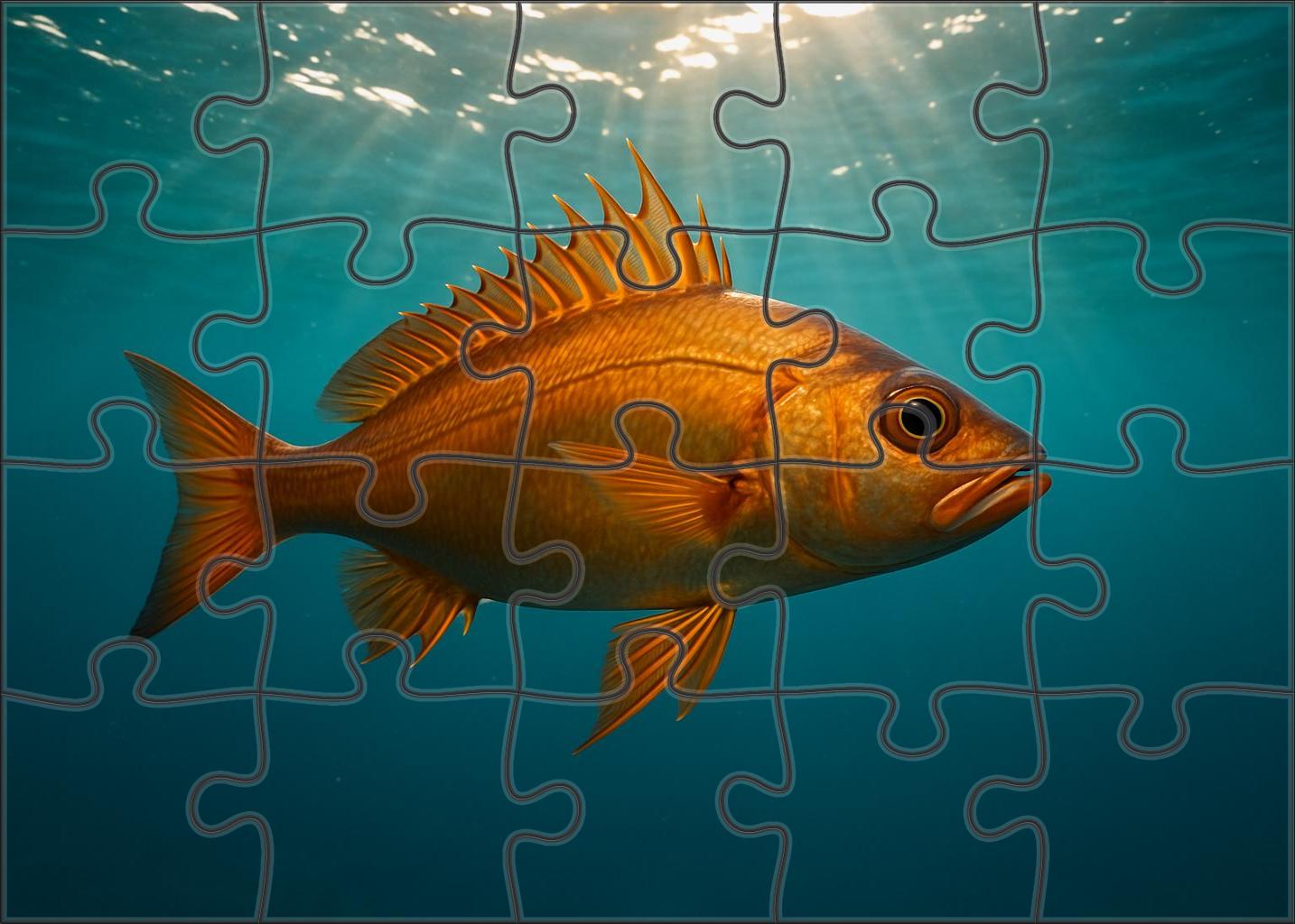 Amber Spinefish Elongated Hunter With Radiating Fin Spines Mini Puzzle