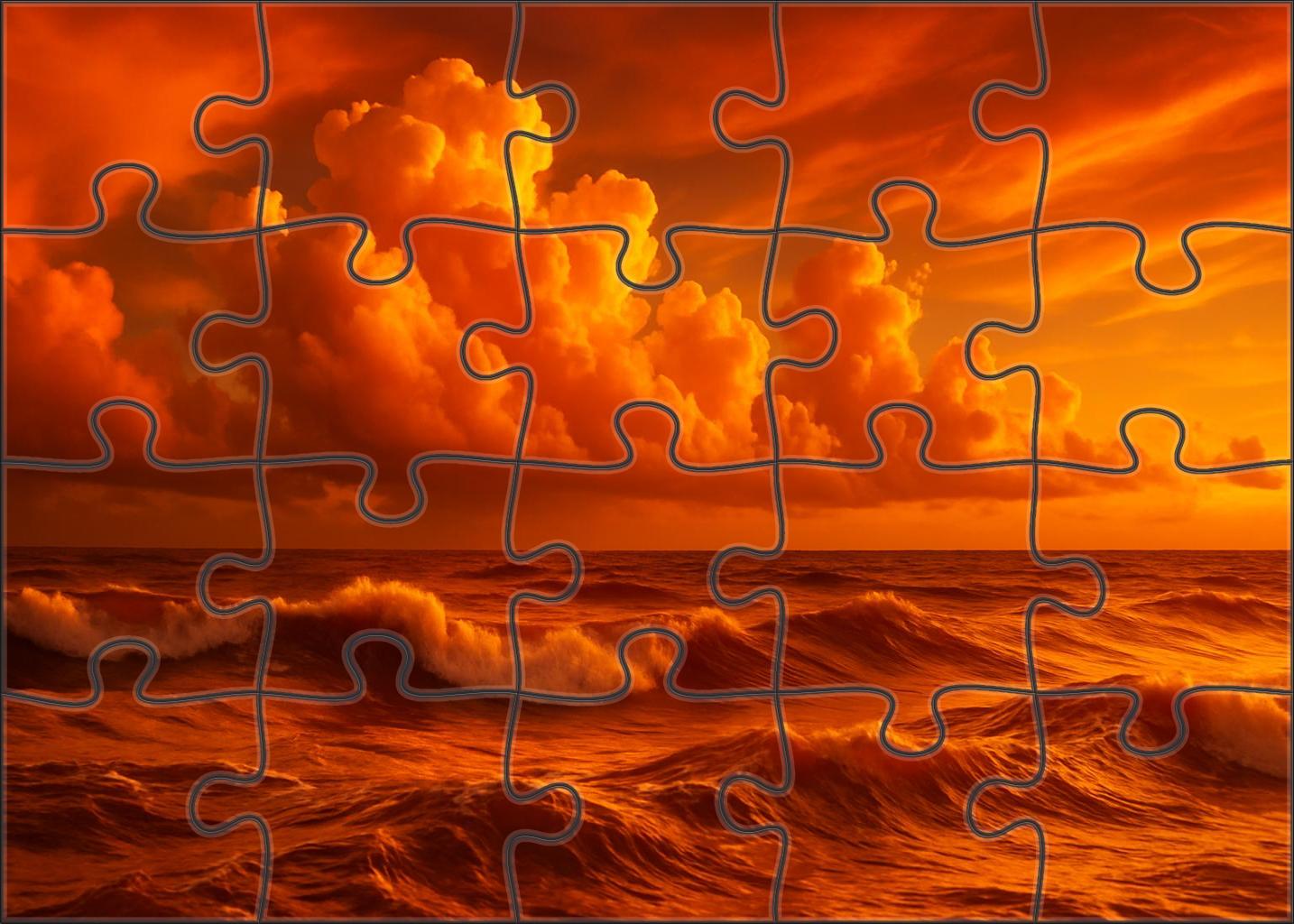 Saffron Wave Dusk Puzzle For Adults