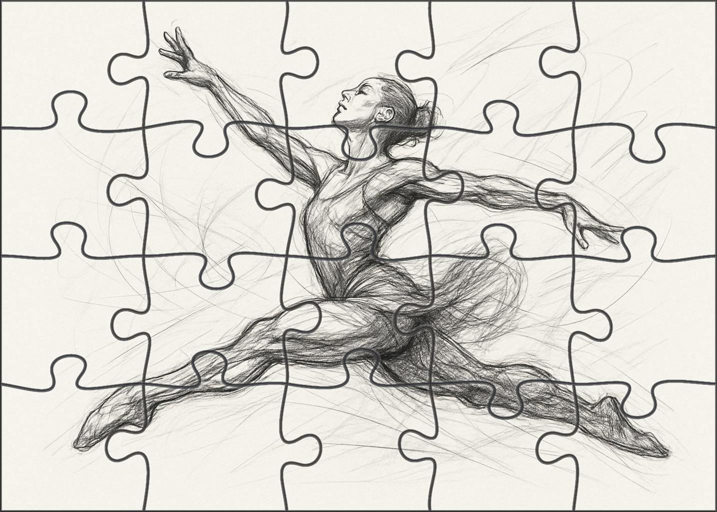 Dynamic Figure Gesture Expressive Pencil Sketch With Bold Lines Puzzle Challenge
