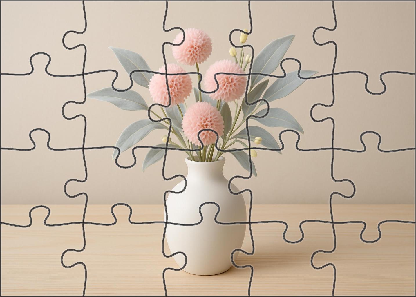 Blush Charm Vase Soft Pink Blooms With Silvery Leaves Family Puzzles