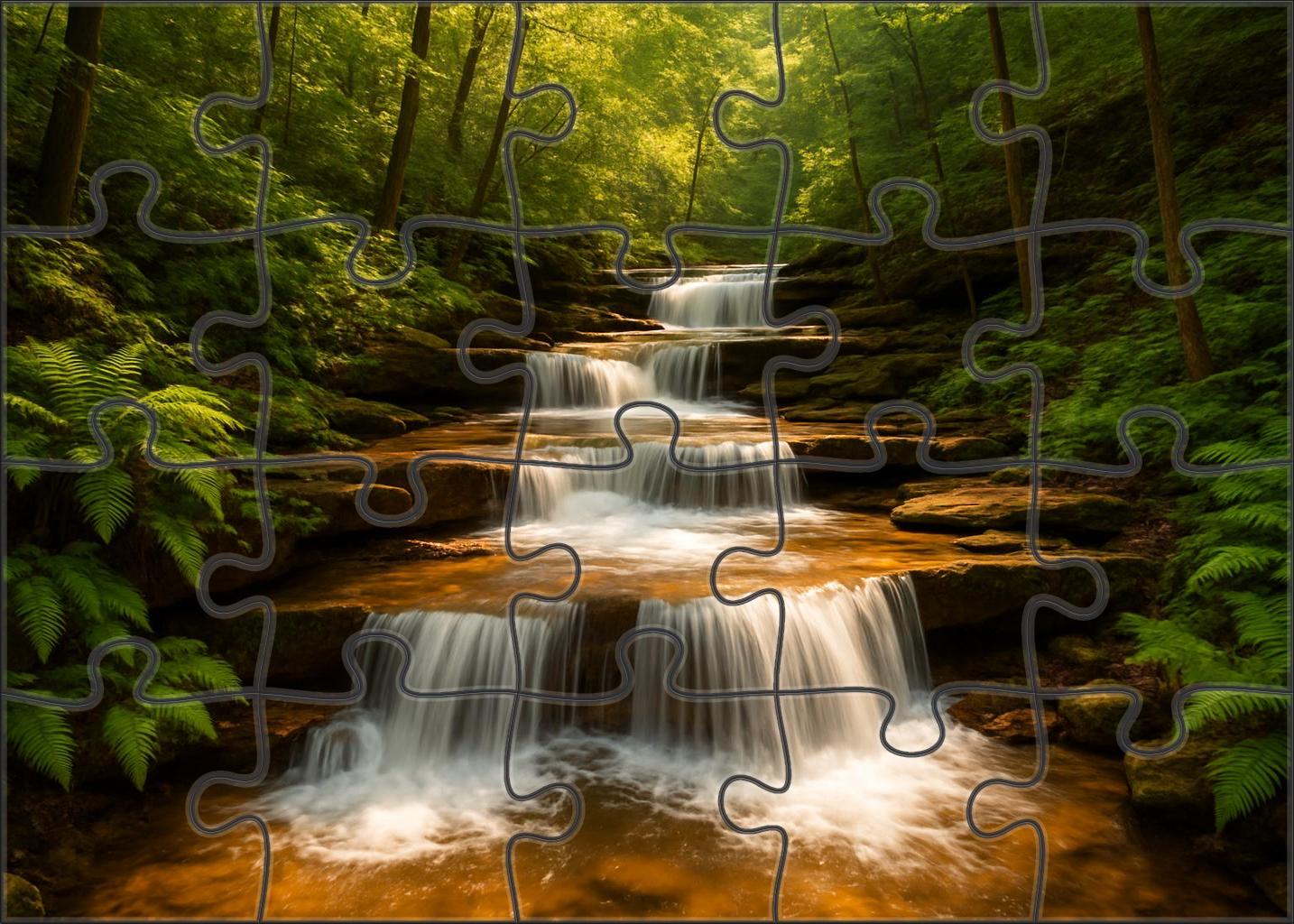 Emerald Hollow Cascade Premium Puzzle Pieces