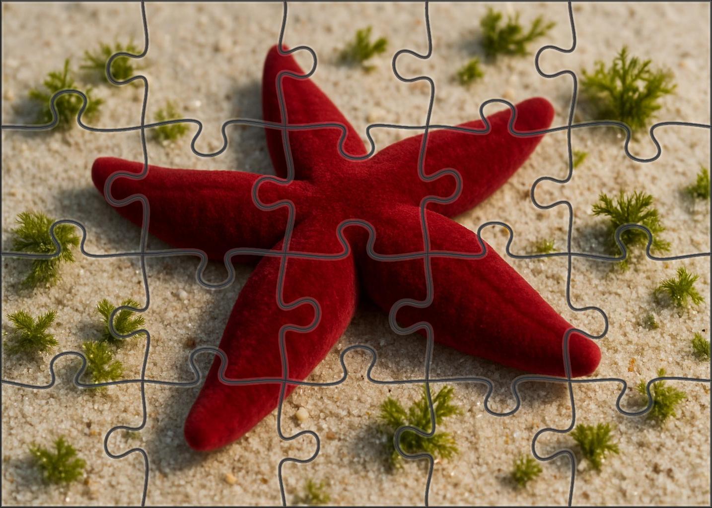 Crimson Velvet Sea Star Soft-bodied Predator With Radiating Arms Mini Puzzle