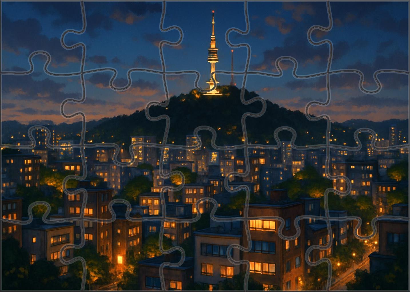 Seoul Namsan Skyline Fusion Of Technology And Tradition Framed By Namsan Tower Puzzle Challenge