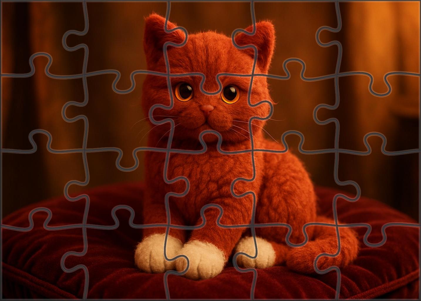 Crimson Velvet Plush Red Mitted Cat With Playful Grace 1000 Piece Puzzle