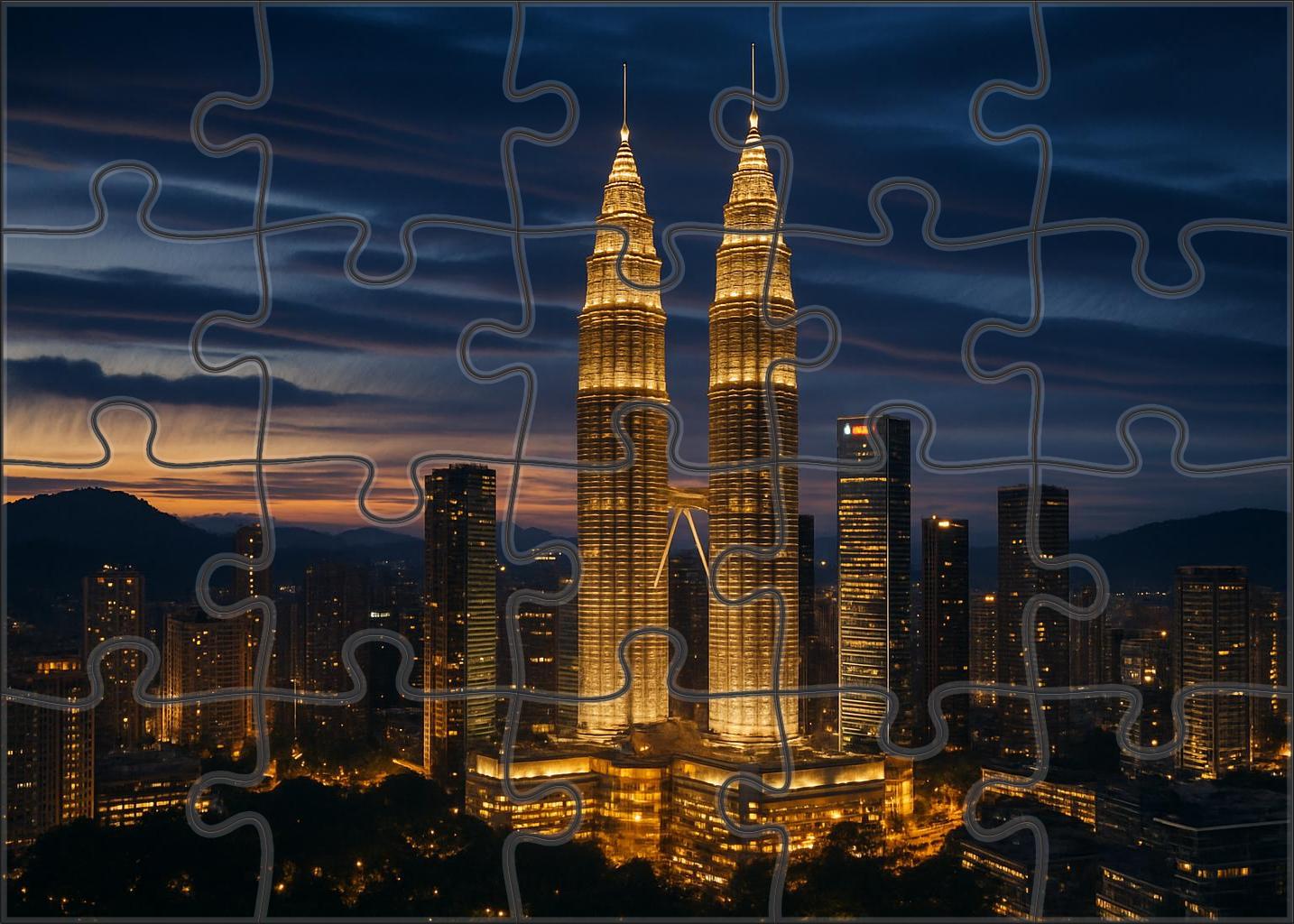 Kuala Lumpur Skyline Towering Petronas Twins And Rapid Development Mini Puzzle
