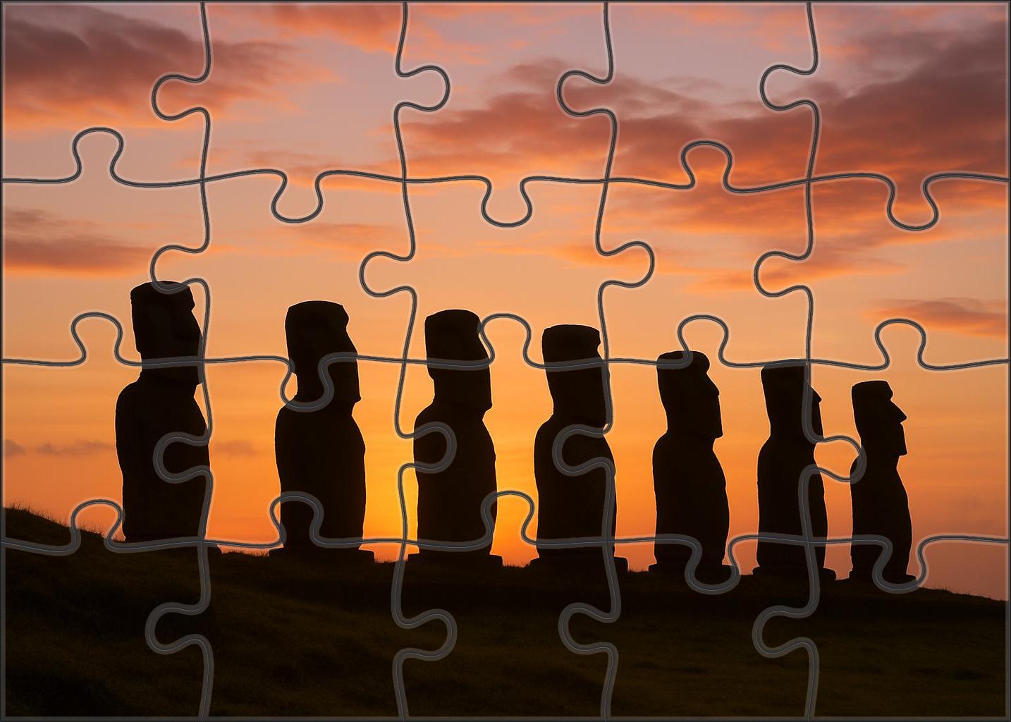 Moai Statues Of Easter Island Found On Easter Island Chile Identified By 6280 Globally As Enigmatic Monolithic Sculptures Of Ancestral Heritage Unique Puzzle Design