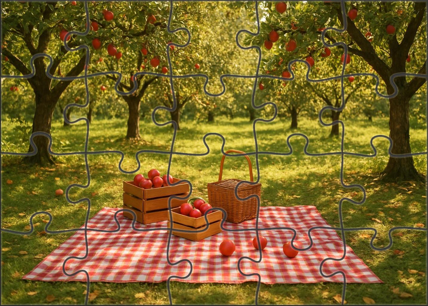 Sunlit Orchard Picnic Unique Puzzle Design