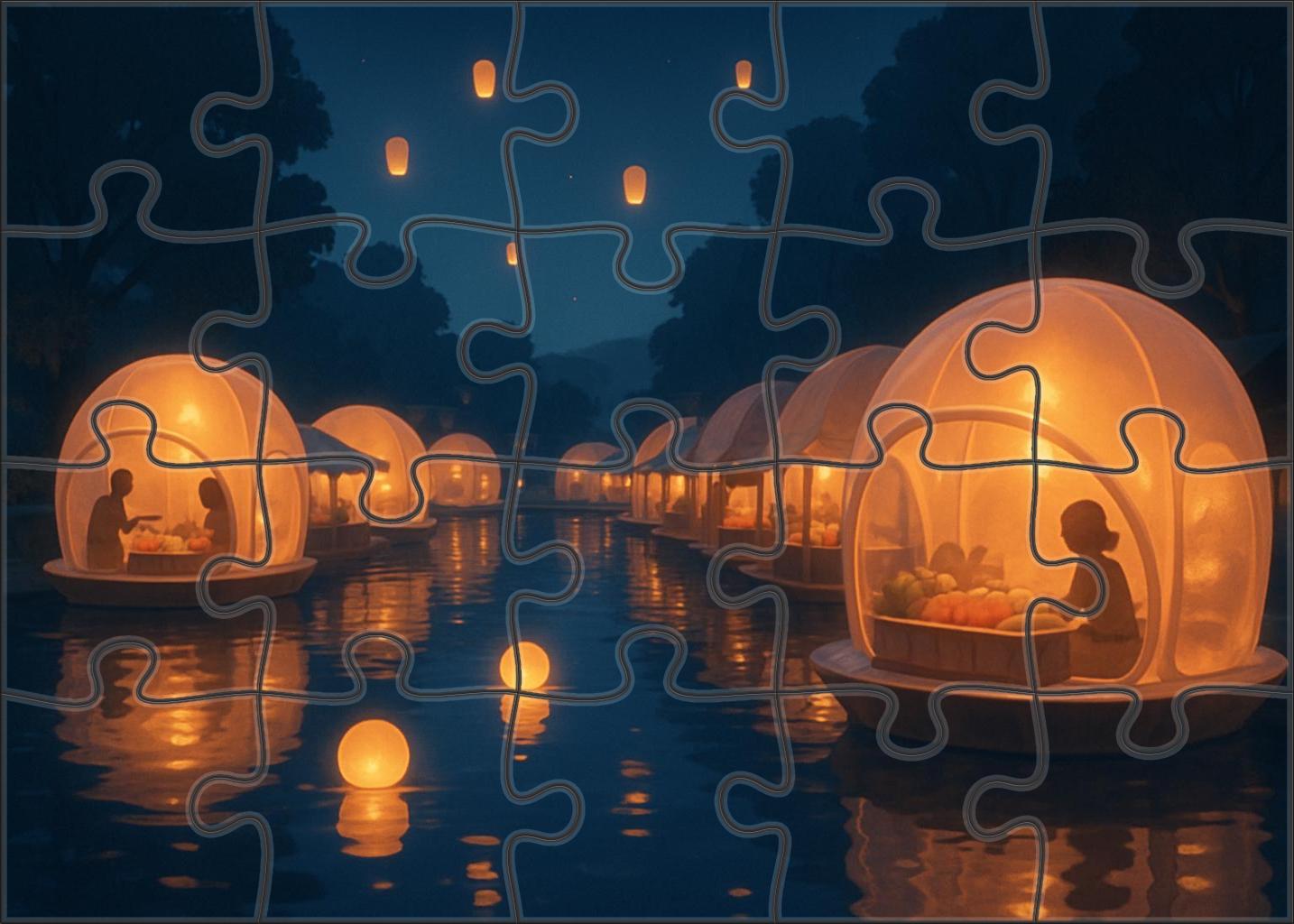 The Floating Market Of Bubble Lanterns Custom Jigsaw Puzzle