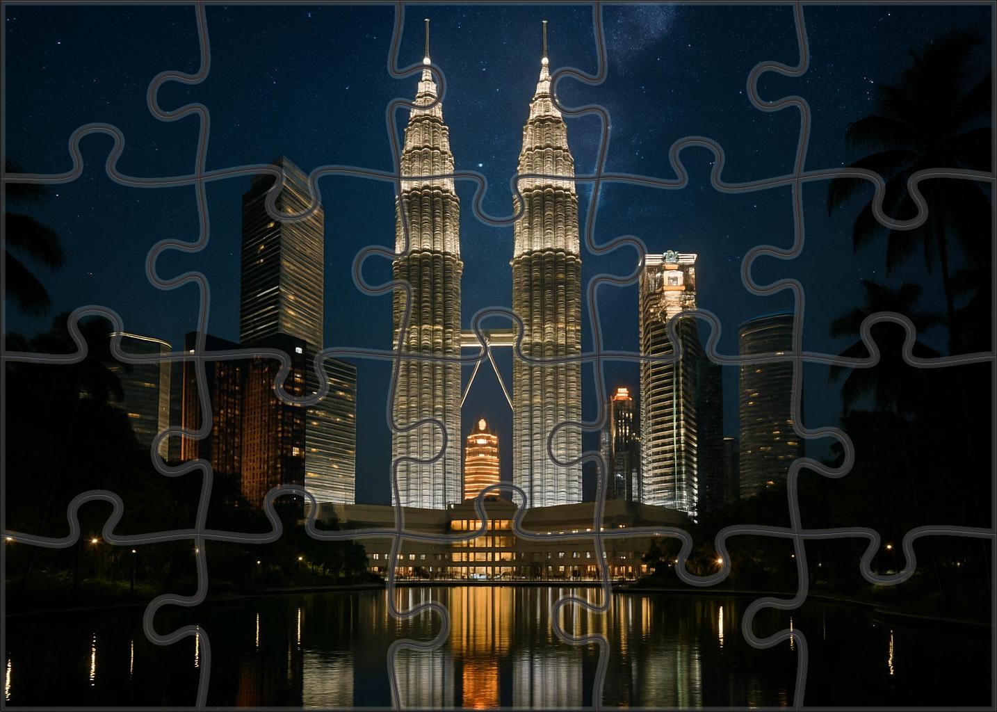 Kuala Lumpur City Centre Skyline Featuring The World-famous Petronas Twin Towers 300 Piece Puzzle