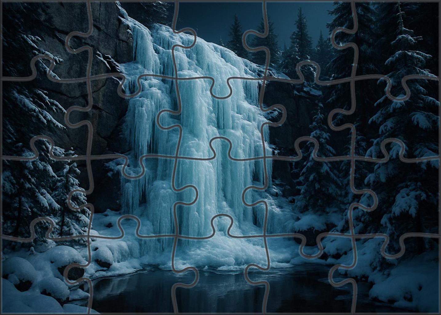Moonlit Glacier Spill Premium Puzzle Pieces