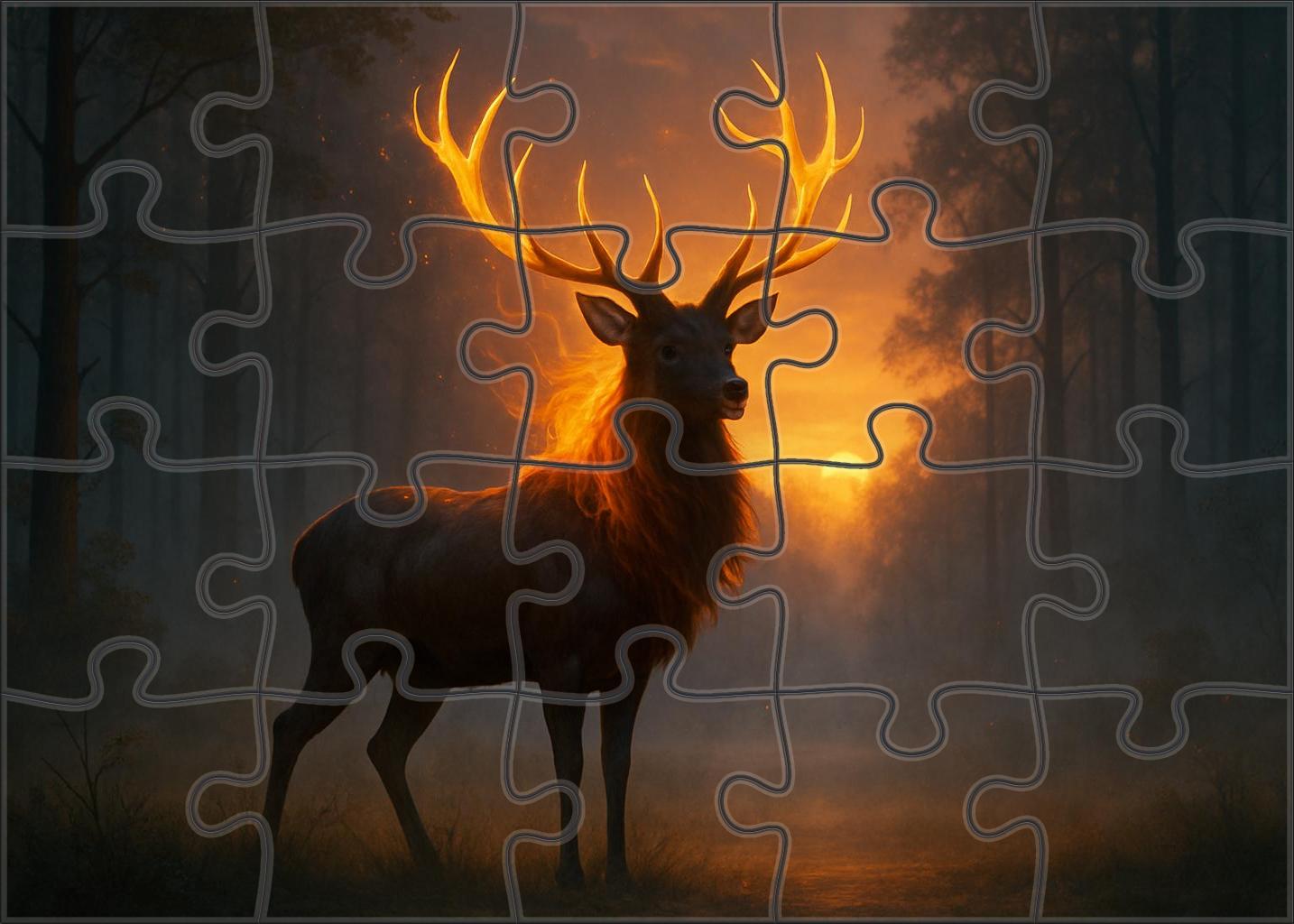 Gilded Embermane Stag Unique Puzzle Design