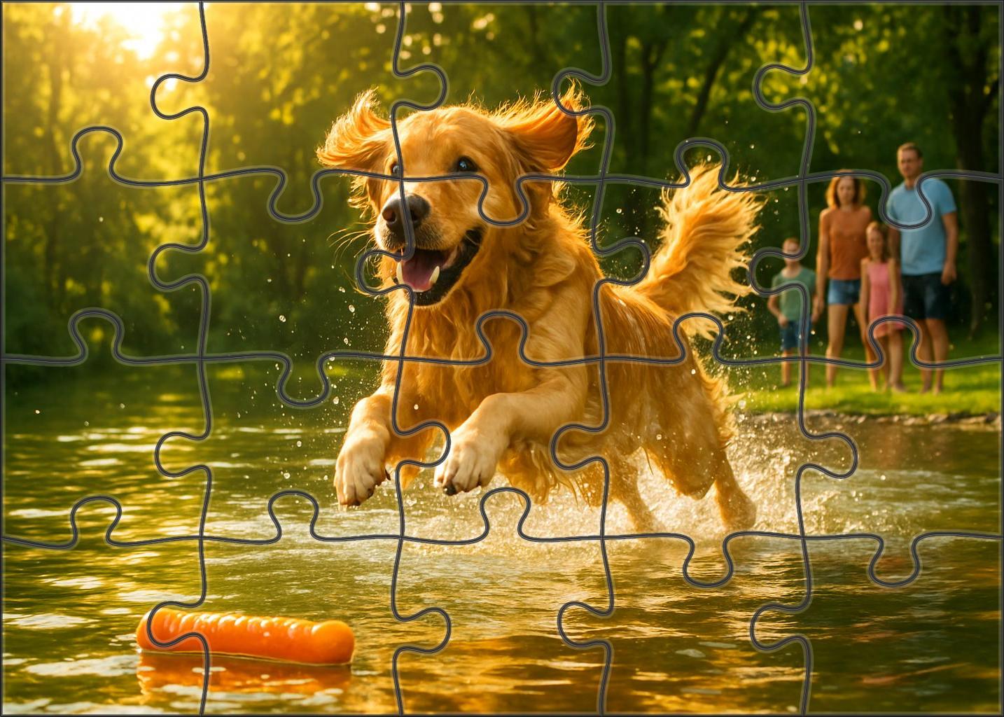 Amber Glow Warm-toned Retriever With Friendly Disposition Custom Jigsaw Puzzle