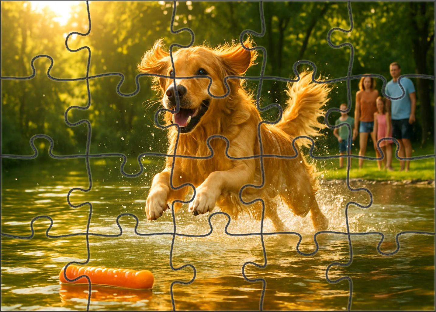 Amber Glow Warm-toned Retriever With Friendly Disposition Custom Jigsaw Puzzle