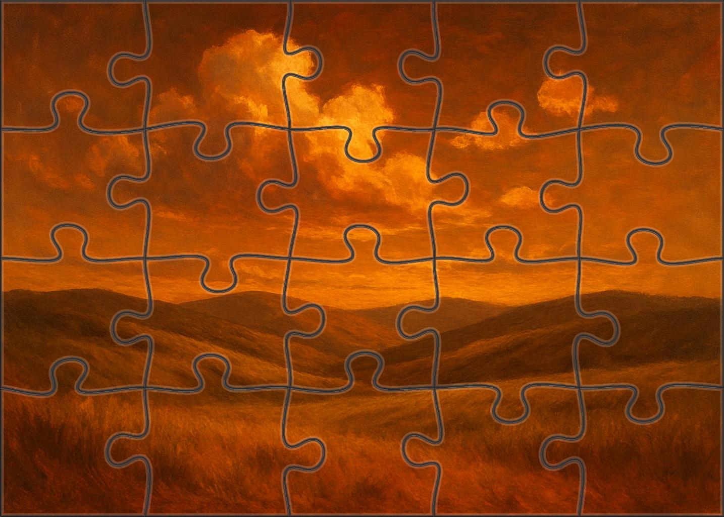 Copper Sunset Over Rolling Grasslands Premium Puzzle Pieces