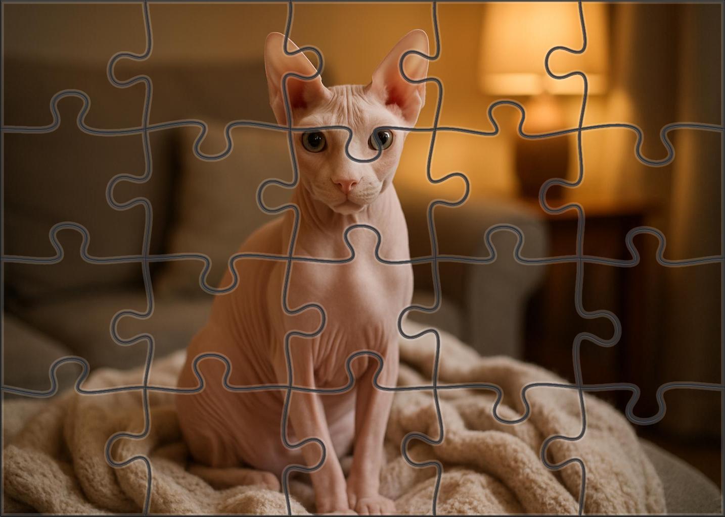 Snow Drift Pure White Hairless Cat With Elegant Presence Challenging Puzzles