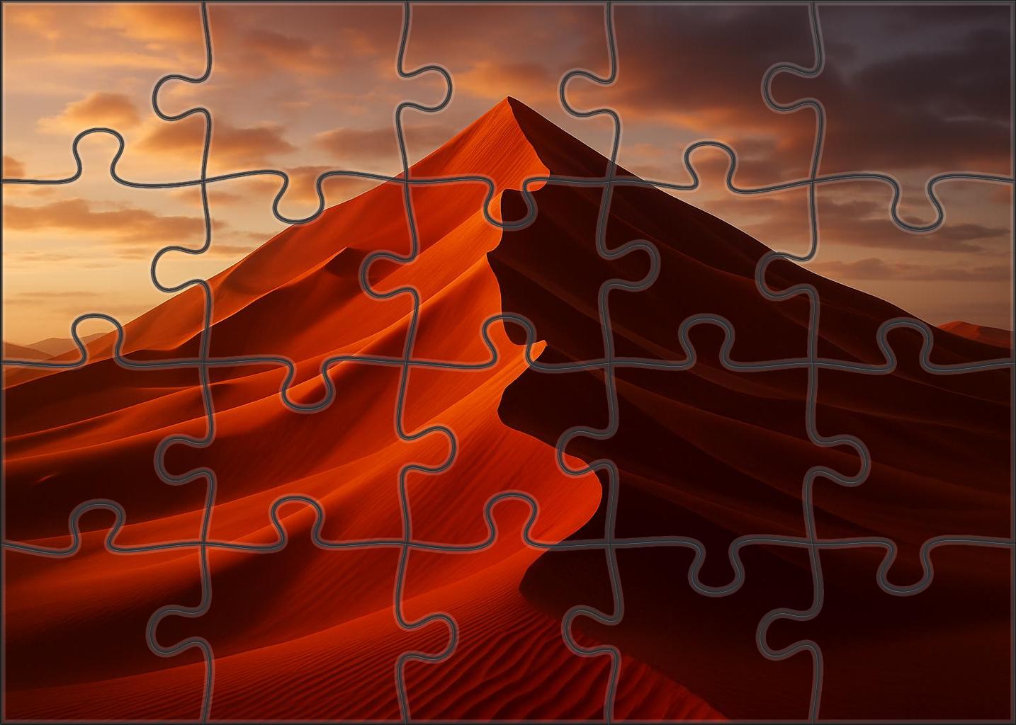 Crimson Crest Ridge Fiery Sands Basking In Sunset's Embrace Premium Puzzle Pieces