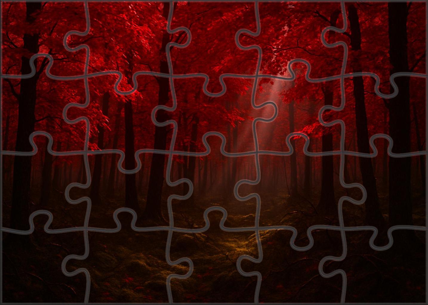 Shadowed Thicket Of Crimson Leaves Custom Jigsaw Puzzle