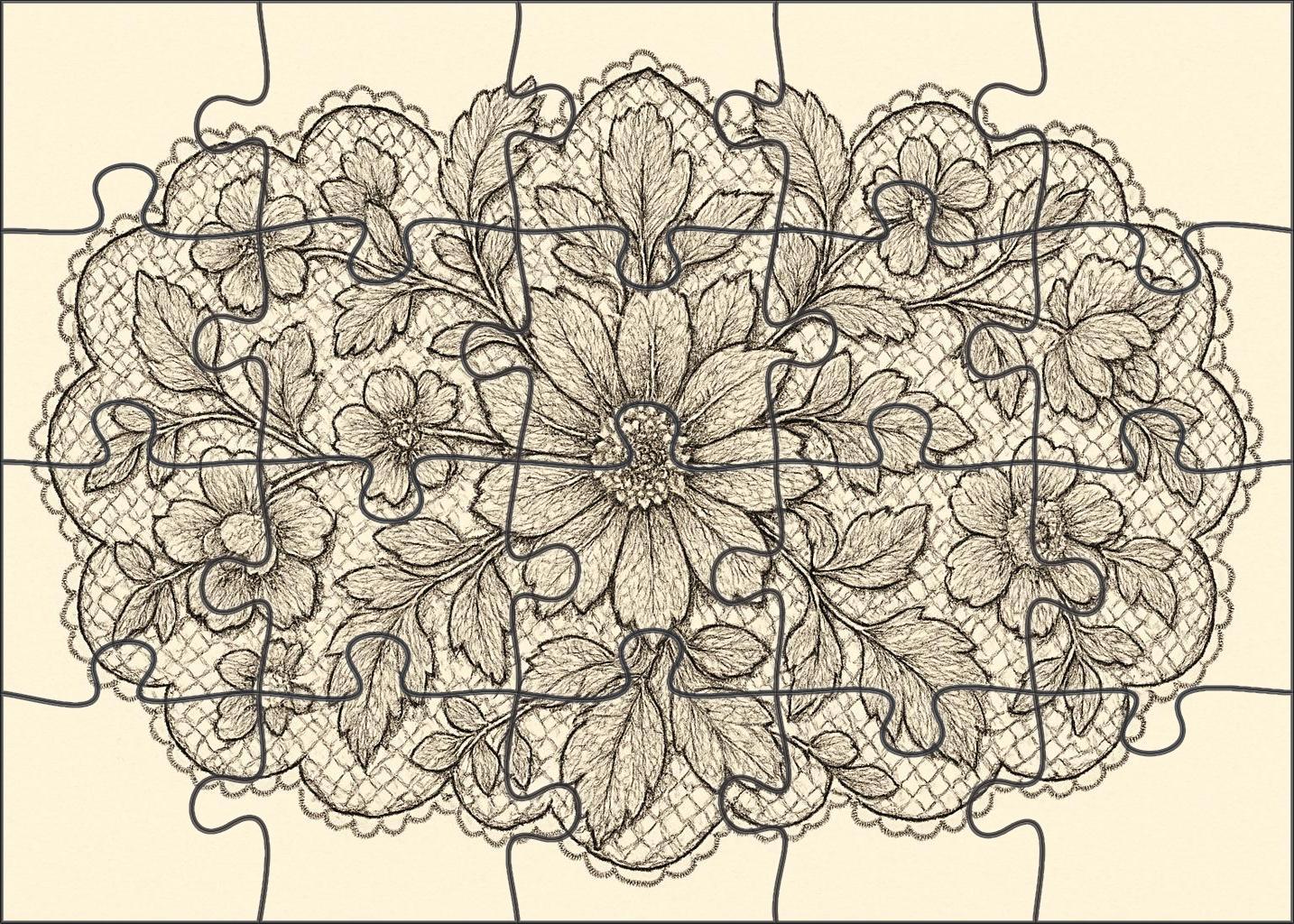 Floral Lace Pattern Fine Pen And Ink Ornamental Drawing Puzzle Challenge