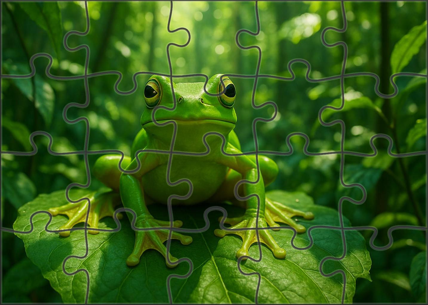 Verdant Crest Hopper Vibrant Arboreal Amphibian With Expansive Webbed Feet Puzzle For Adults