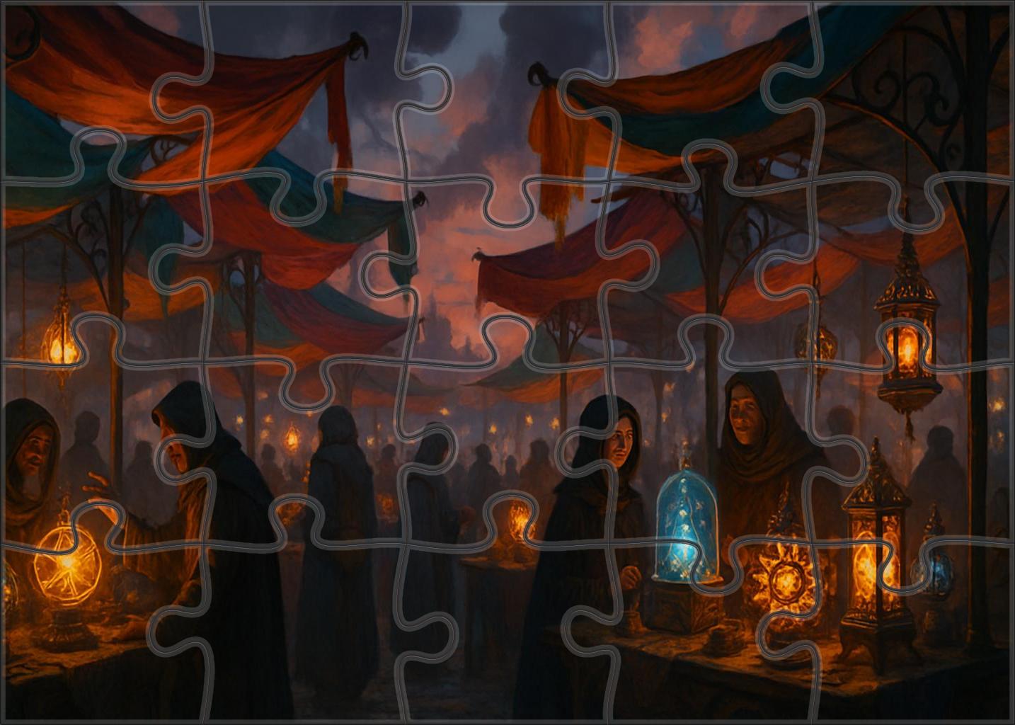 Fantasy Steampunk Marketplace Inventors And Mystics Converge Mini Puzzle